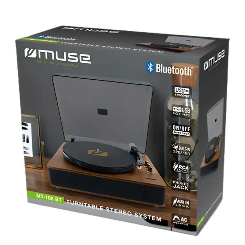 Placă turnantă de vinil MUSE MT-106 BT, Cafeniu