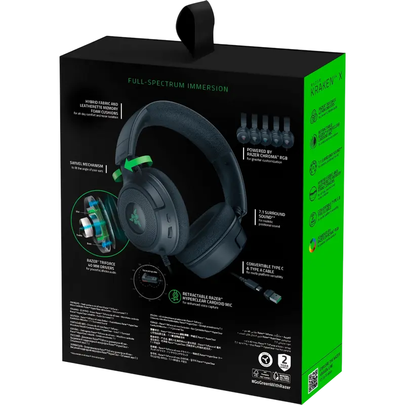 Căști de Joc Razer Kraken V4 X, USB, Negru