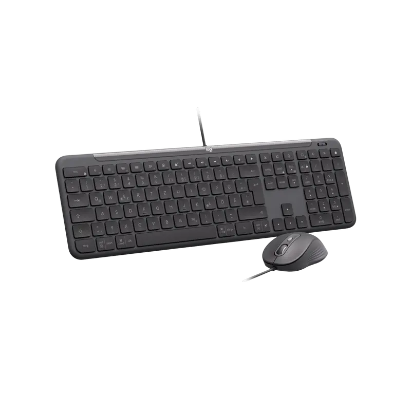 Set Tastatură + Mouse Logitech Signature Slim MK620, Cu fir, Negru