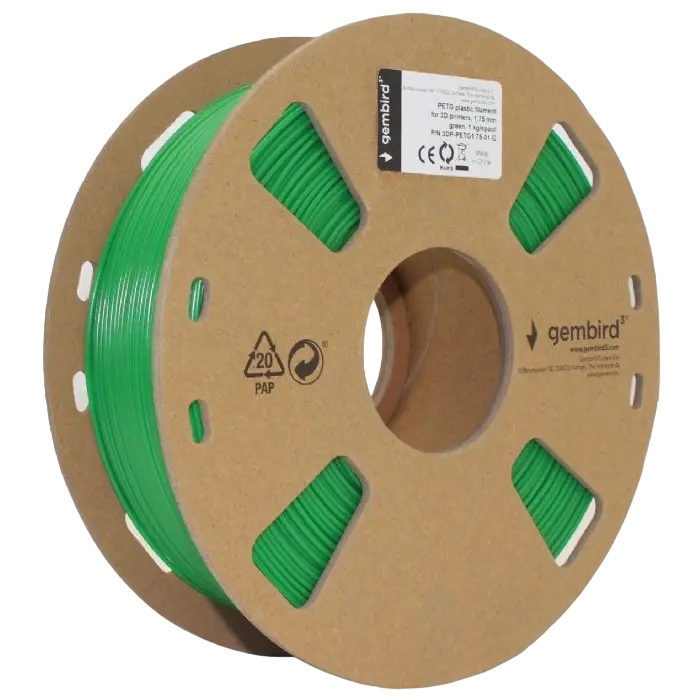 Filament pentru imprimantă 3D Gembird 3DP-PETG1.75-01-G, PETG, Verde, 1.75 mm, 1 kg