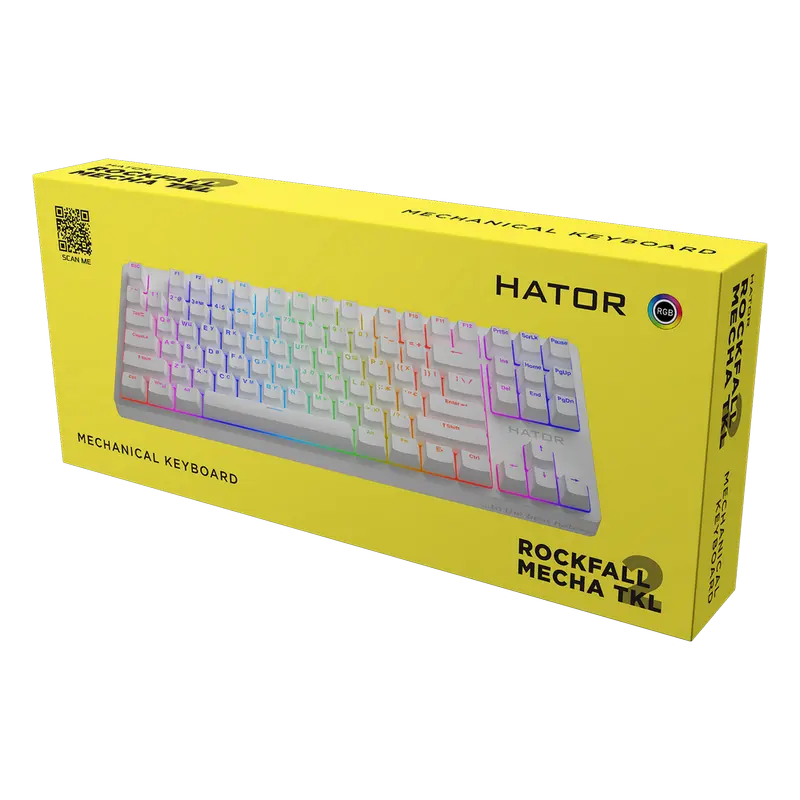 Клавиатура HATOR Rockfall 2 Mecha TKL, Проводное, Белый