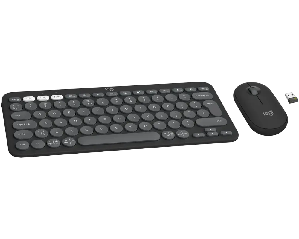 Клавиатура и мышь Logitech Pebble 2 Combo, Беспроводное, Графитовый