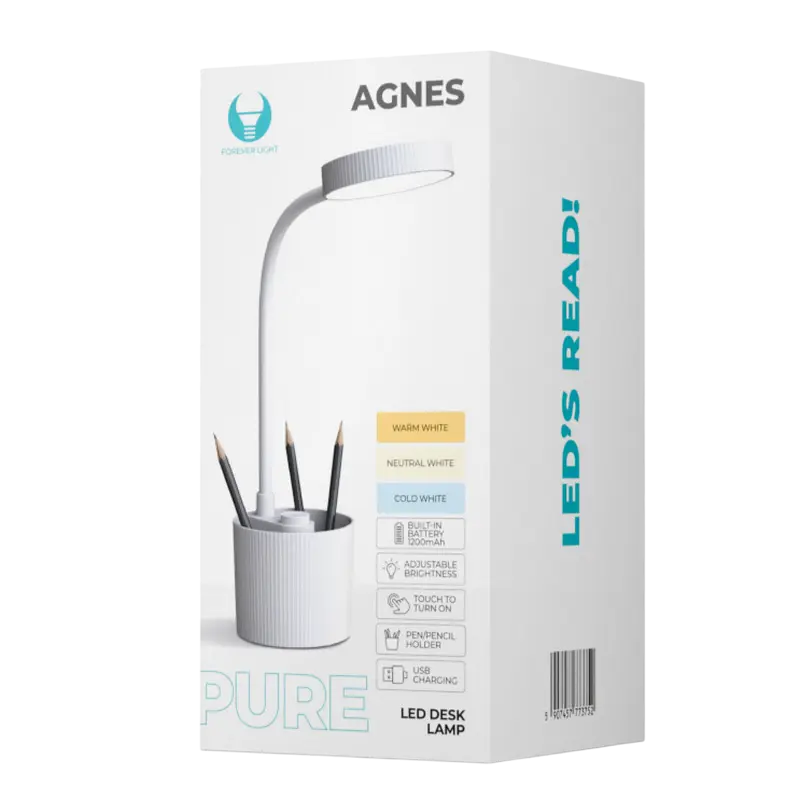 Lampa de birou Forever Pure FLB-20 Agnes, Alb