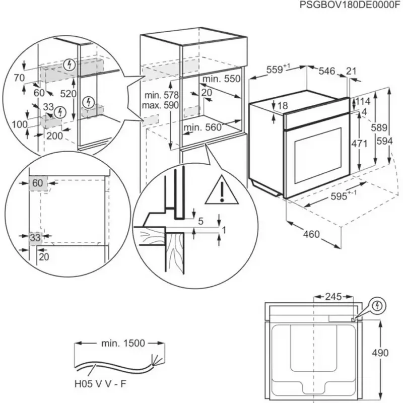 Электрический духовой шкаф AEG OS6CB531AB, Черный