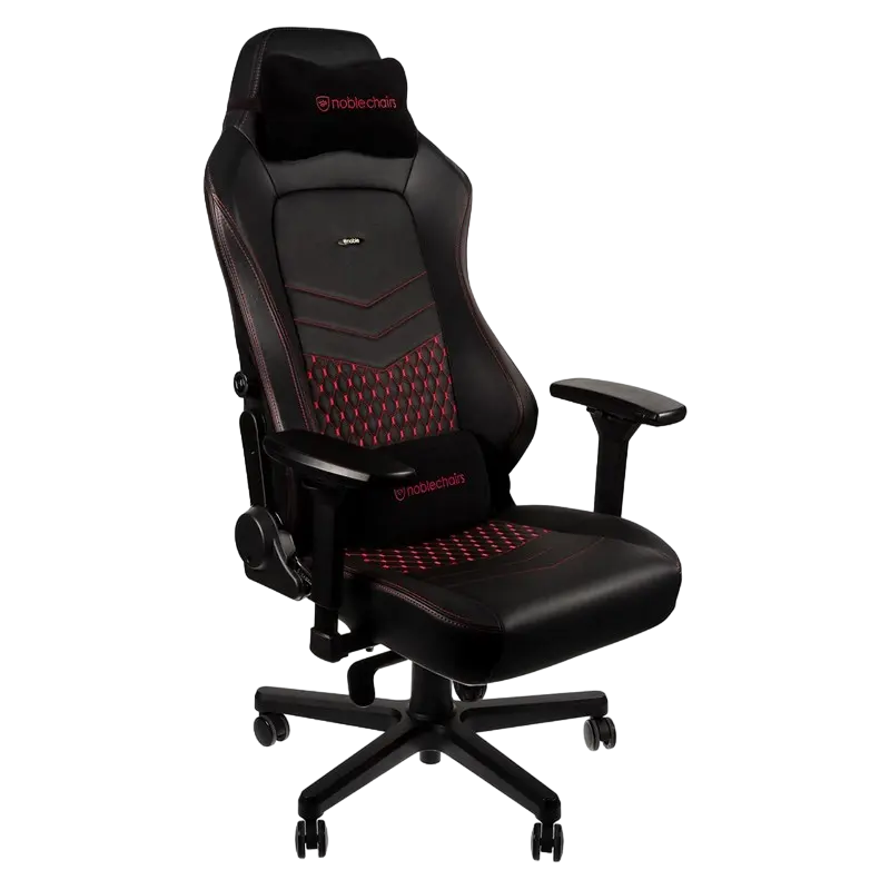 Игровое кресло Noblechairs Hero, Натуральная кожа, Черный | Красный