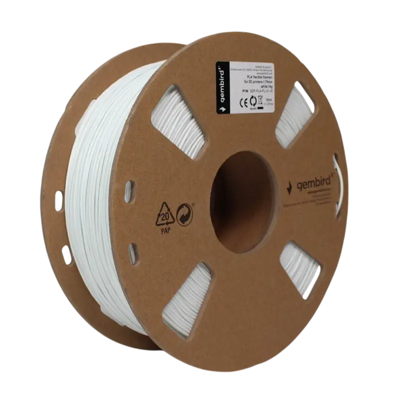 Нить для 3D-принтера Gembird 3DP-PLA-FL-01-W, PLA, Белый, 1.75 мм, 1кг