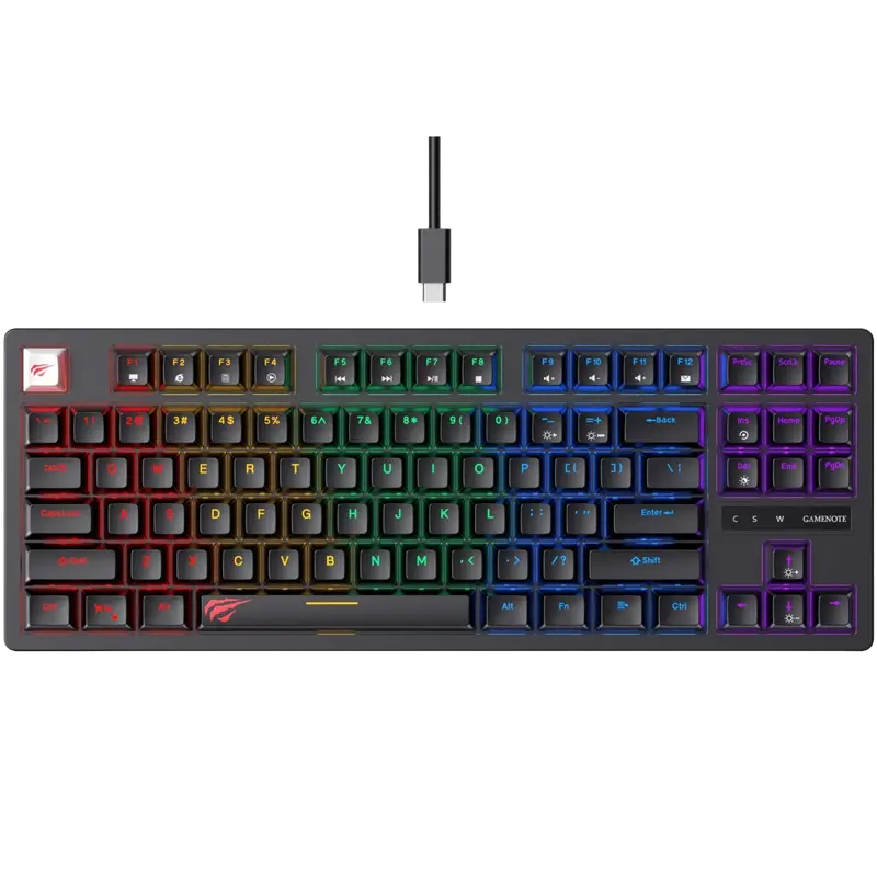Tastatură Havit KB892L, Cu fir, Neg..