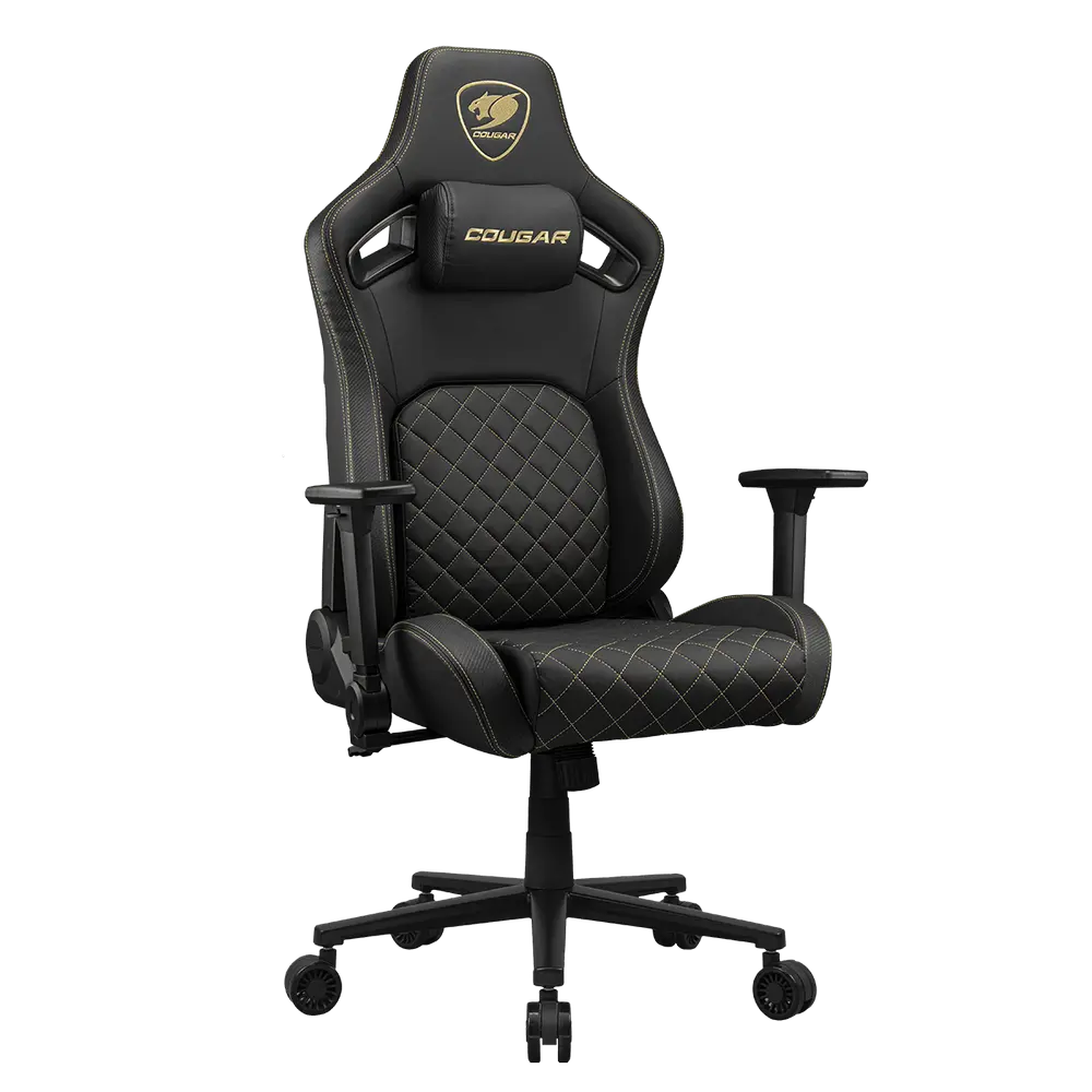Scaun Gaming Cougar Defensor, Țesătură, PU Piele, Auriu