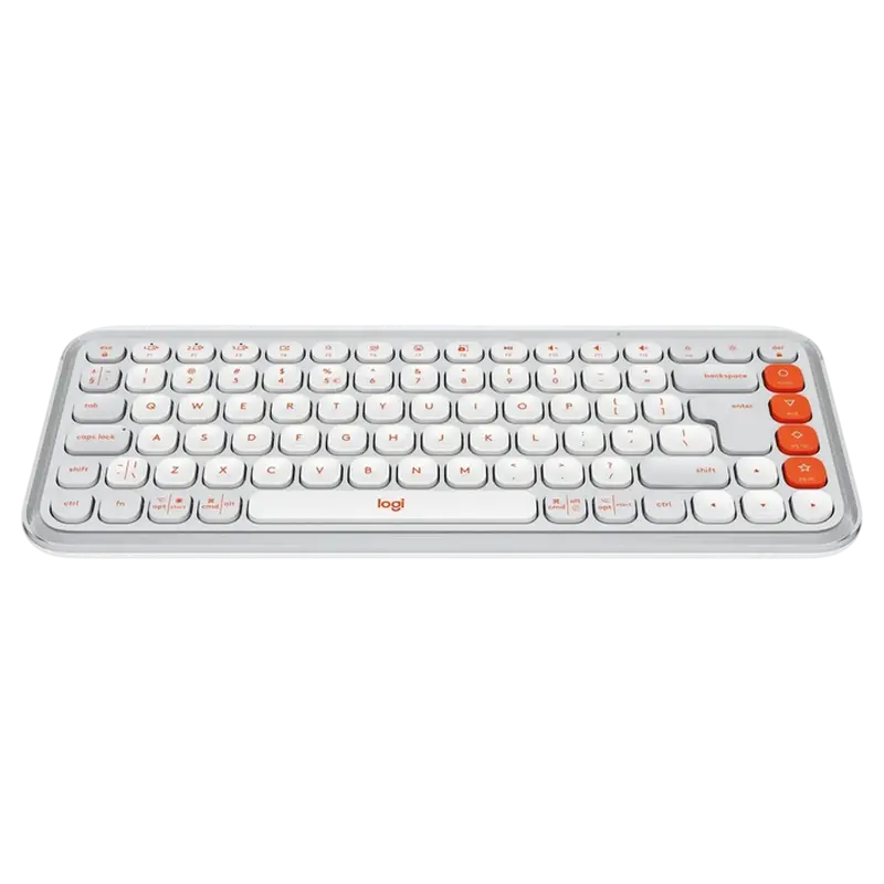 Tastatură Logitech POP ICON, Fără fir, Alb | Portocaliu