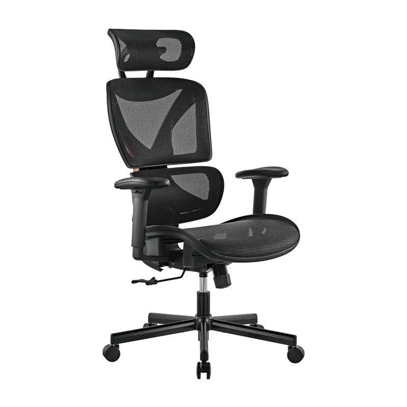 Scaun de birou Lumi CH05-31, Textil, Negru | Portocaliu