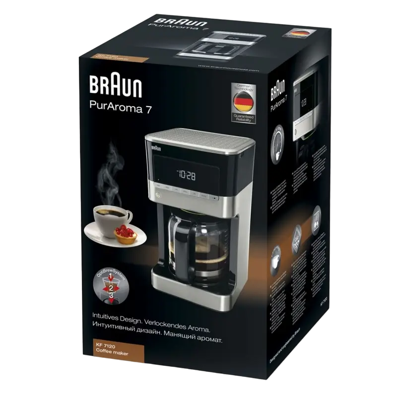 Капельная кофеварка Braun KF 7120 BK, 1000Вт, Черный | Нержавеющая сталь