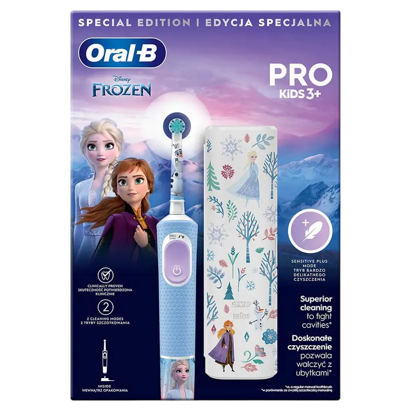 Periuță de dinți electrică Braun Oral-B Vitality PRO Kids Frozen, Albastru deschis