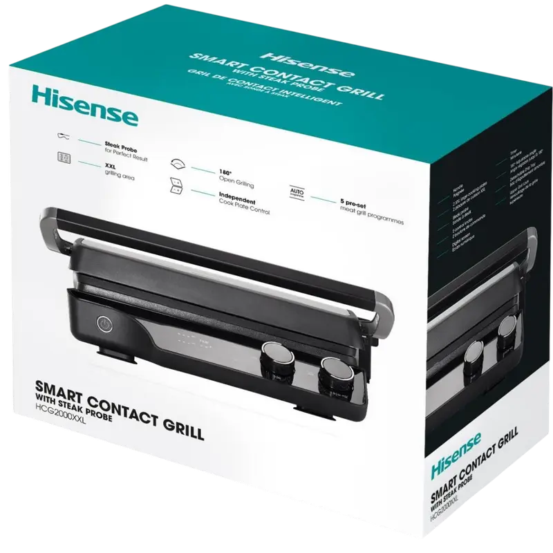 Grătar electric Hisense HCG2000XXL, 2000W, Negru