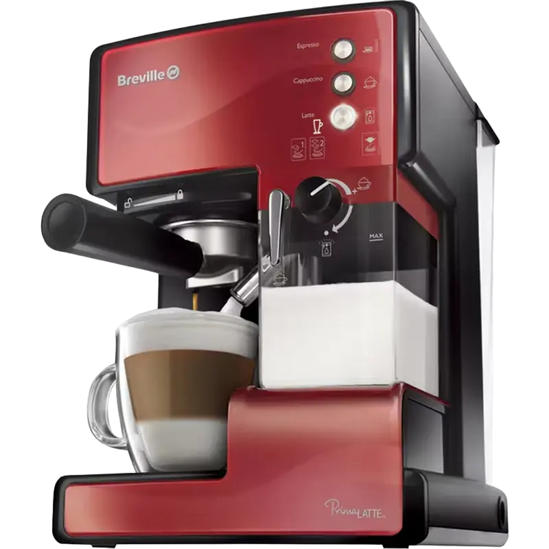Cafetiera manuala Breville Prima Latte VCF046X-DIM, 1050W, Roșu