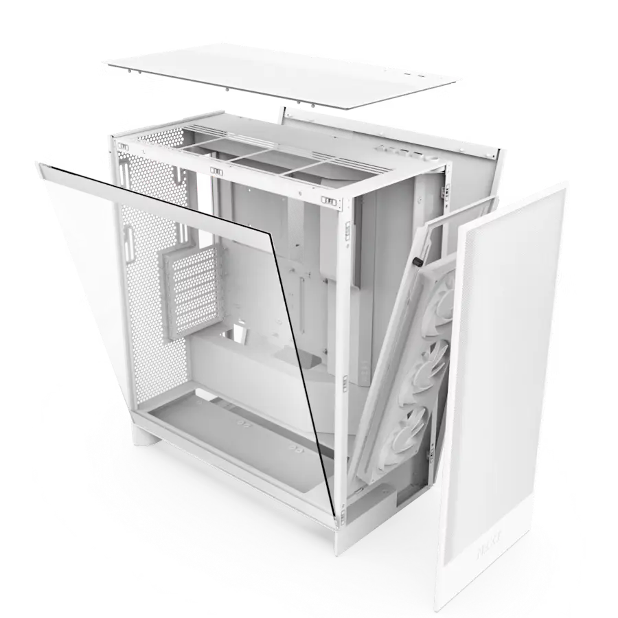 Carcasă PC NZXT H7 Flow RGB, Midi-Tower, Fără PSU, Alb
