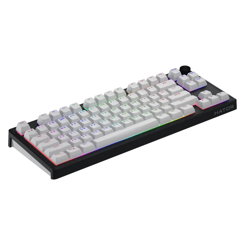 Tastatură HATOR Skyfall 80, Cu fir / Fără fir, Negru | Alb
