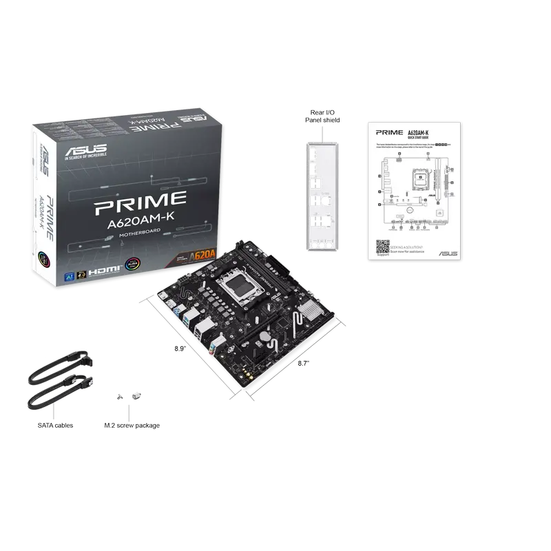 Placă de bază ASUS PRIME A620AM-K, AM5, AMD A620A, Micro-ATX