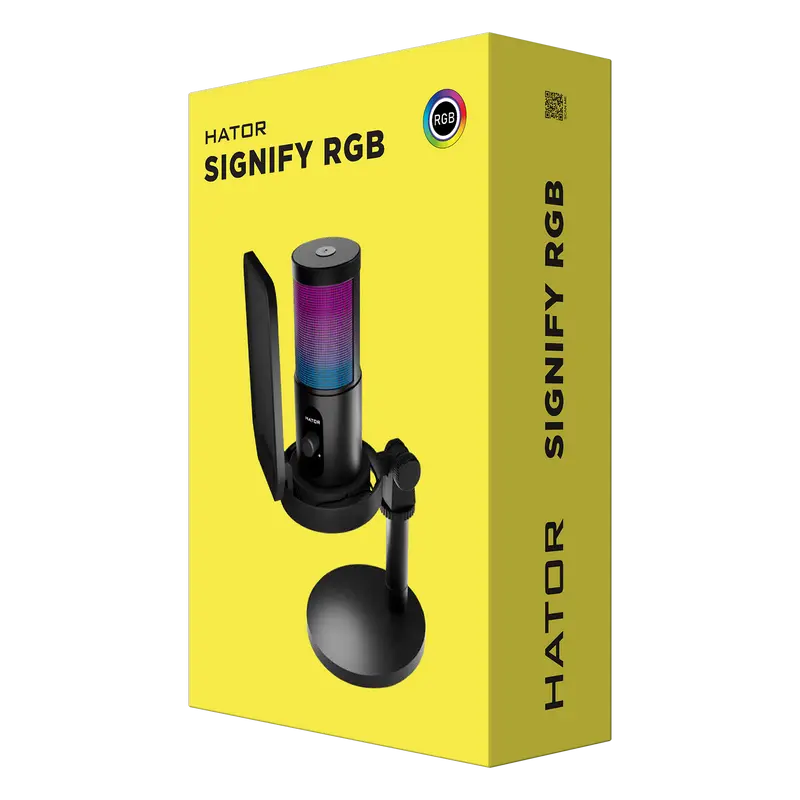 Microfon Gaming HATOR Signify RGB, USB, Negru