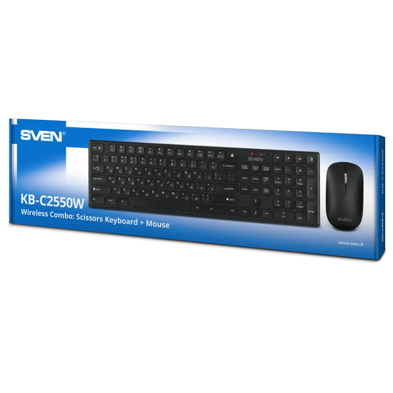 Клавиатура и мышь SVEN KB-C2550W, Беспроводное, Чёрный