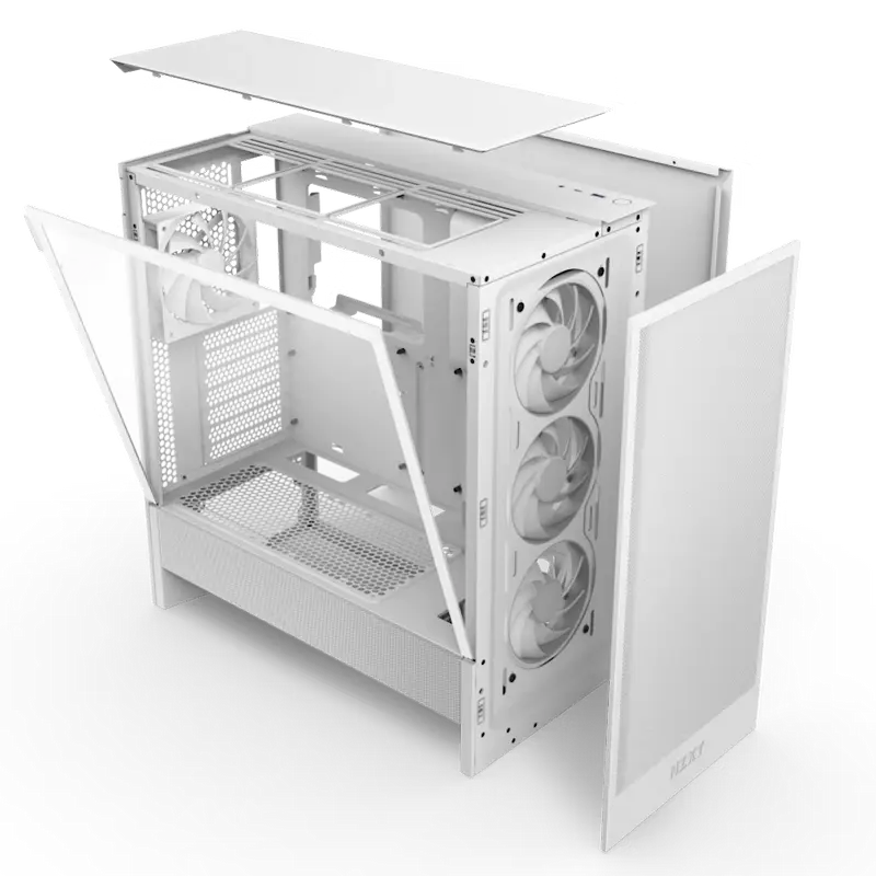 Carcasă PC NZXT H5 Flow RGB, Midi-Tower, Fără PSU, Alb