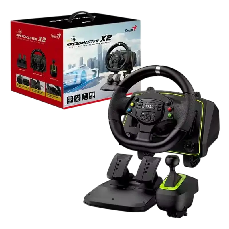 Volan Gaming Genius SpeedMaster X2, Negru