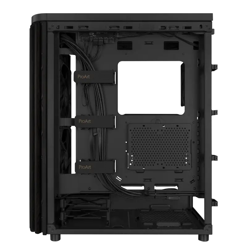 Carcasă PC ASUS ProArt PA401 Wood TG, Midi-Tower, Fără PSU, Negru