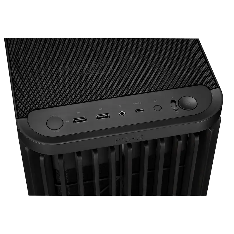 Carcasă PC ASUS ProArt PA401 Wood TG, Midi-Tower, Fără PSU, Negru