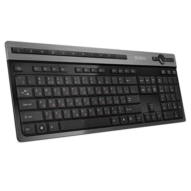 Клавиатура SVEN KB-E5500W, Беспроводное, Чёрный | Серебристый