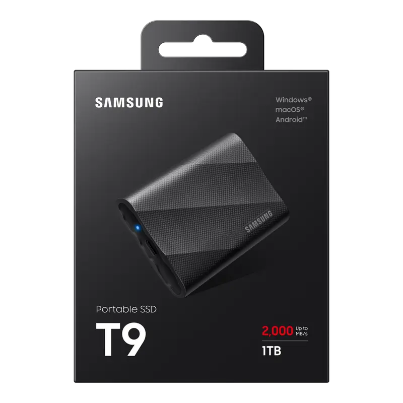 SSD portabil extern Samsung T9, 1 TB, Negru (MU-PG1T0B/EU)