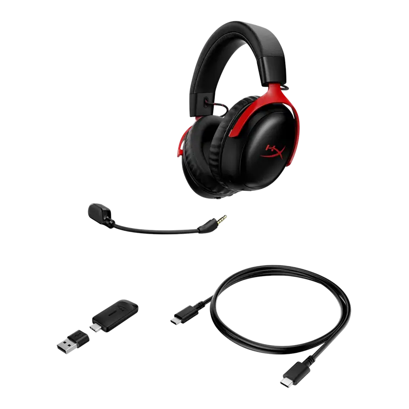 Căști gaming HyperX Cloud III S, Fără fir, Negru | Roșu