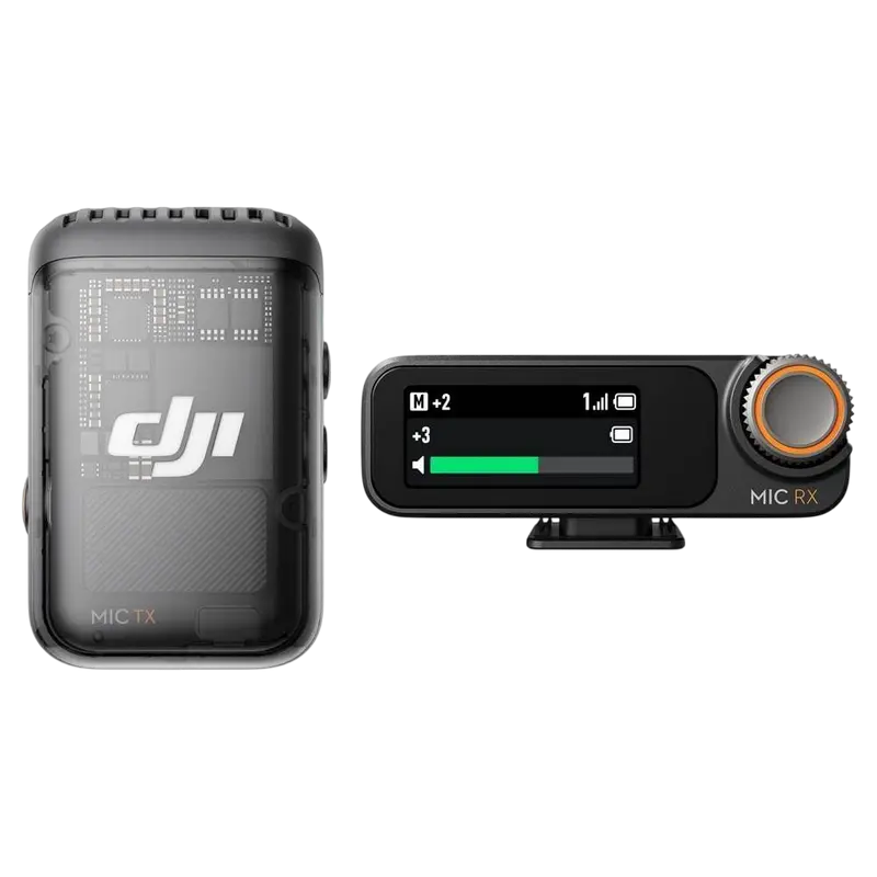 Microfon portabil pentru înregistrare vocală DJI Mic 2 (2 TX + 1 RX + Charging Case), Fără fir, Negru