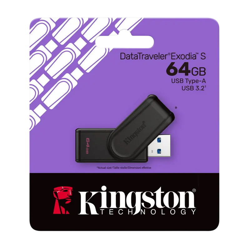 Memorie USB Kingston DataTraveler Exodia S, 64GB, Negru