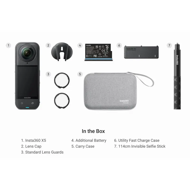 Cameră Video Sport Insta360 X5 Essentials Bundle, Negru