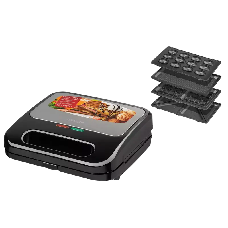 Aparat pentru sandwich multifunctional Ardesto SM-H400S, Negru | Oțel inoxidabil