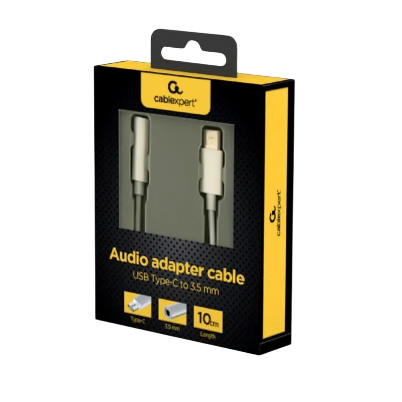 Audio Adaptor Cablexpert A-CM-3.5F-01, USB Type-C (M) - 3.5mm 4-pin (F), 0,01 m, Alb