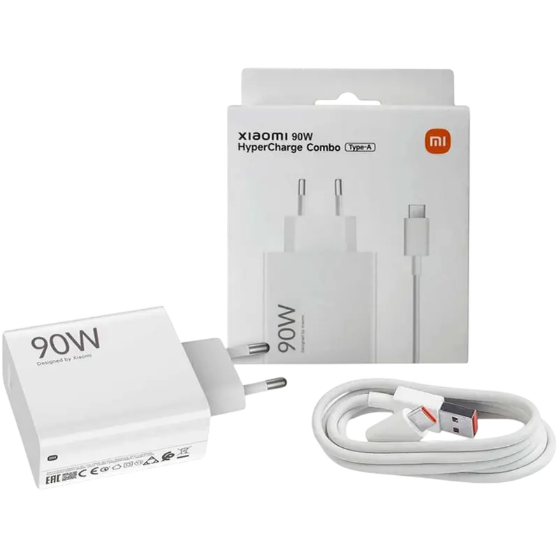 Încărcător Xiaomi HyperCharge Combo + Type-A, 90W, Alb