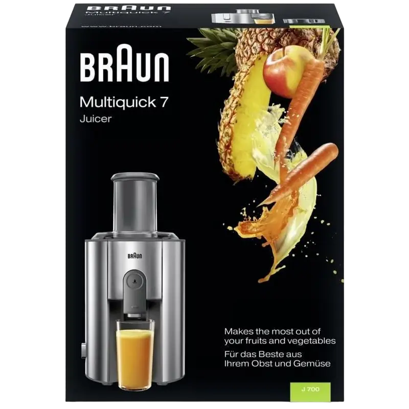 Storcător de fructe și legume Braun J700, Oțel inoxidabil