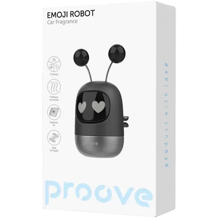 Aromatizator auto Proove Emoji Robot Lovely, Negru