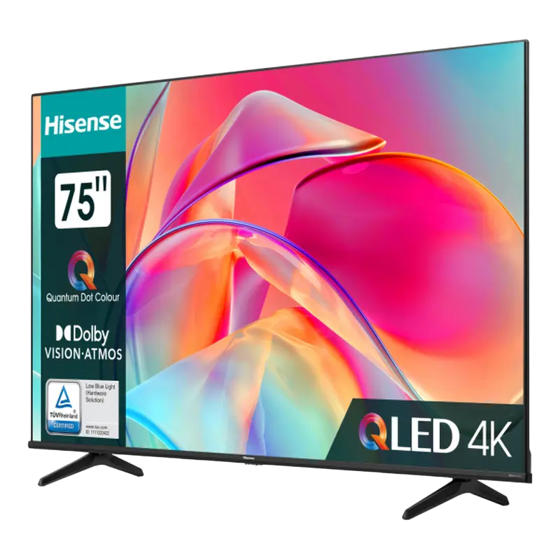75" QLED SMART Телевизор Hisense 75E7KQ, 3840x2160 4K UHD, VIDAA U6.0, Чёрный