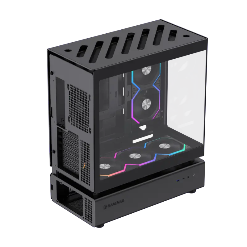 Carcasă PC Gamemax N80 BK, Midi-Tower, Fără PSU, Negru