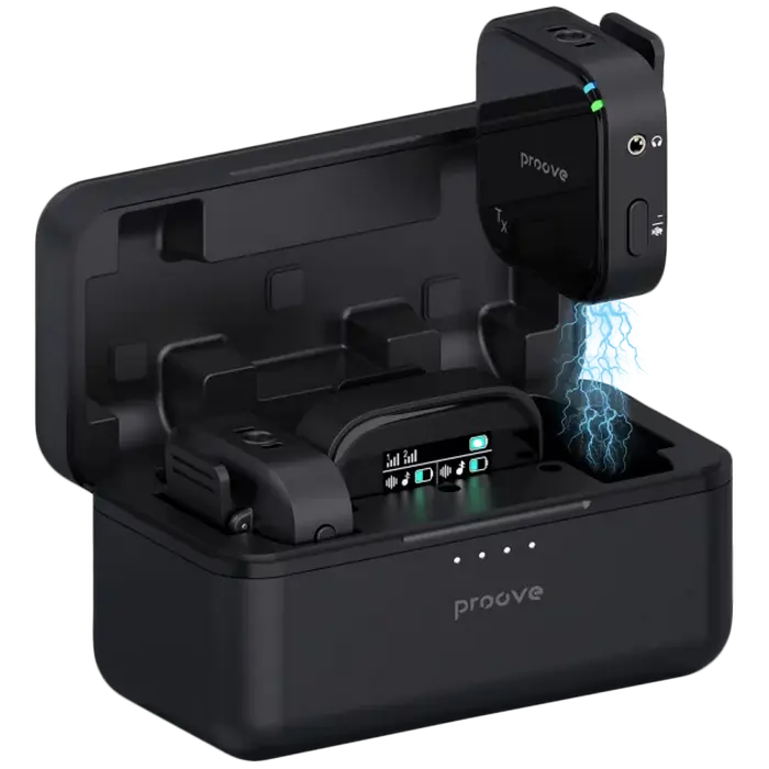 Microfon portabil pentru înregistrare vocală Proove Studio, Fără fir, Negru