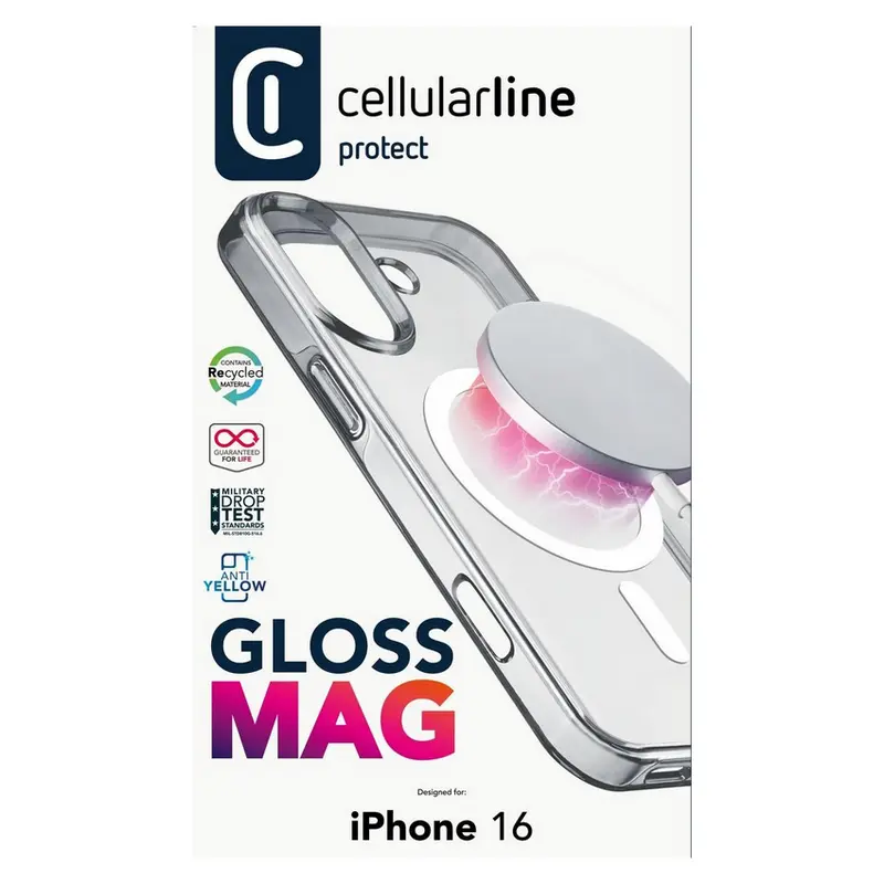 Husa Cellularline Gloss Mag - iPhone 16, Transparent
