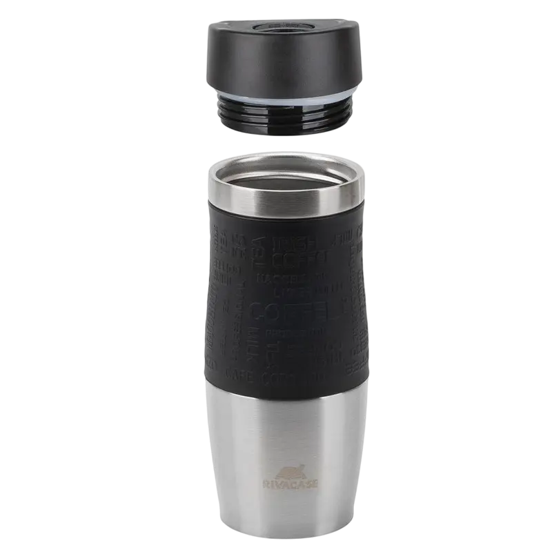 Cană termos Rivacase 90346SL, 0,38L, Oțel Inoxidabil | Negru
