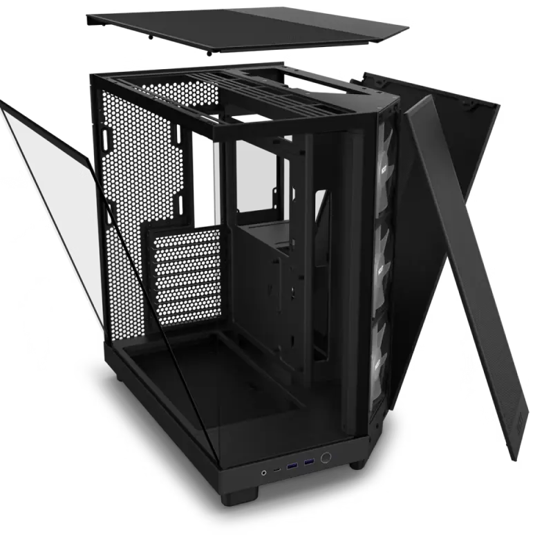 Carcasă PC NZXT H6 Flow RGB, Midi-Tower, Fără PSU, Negru