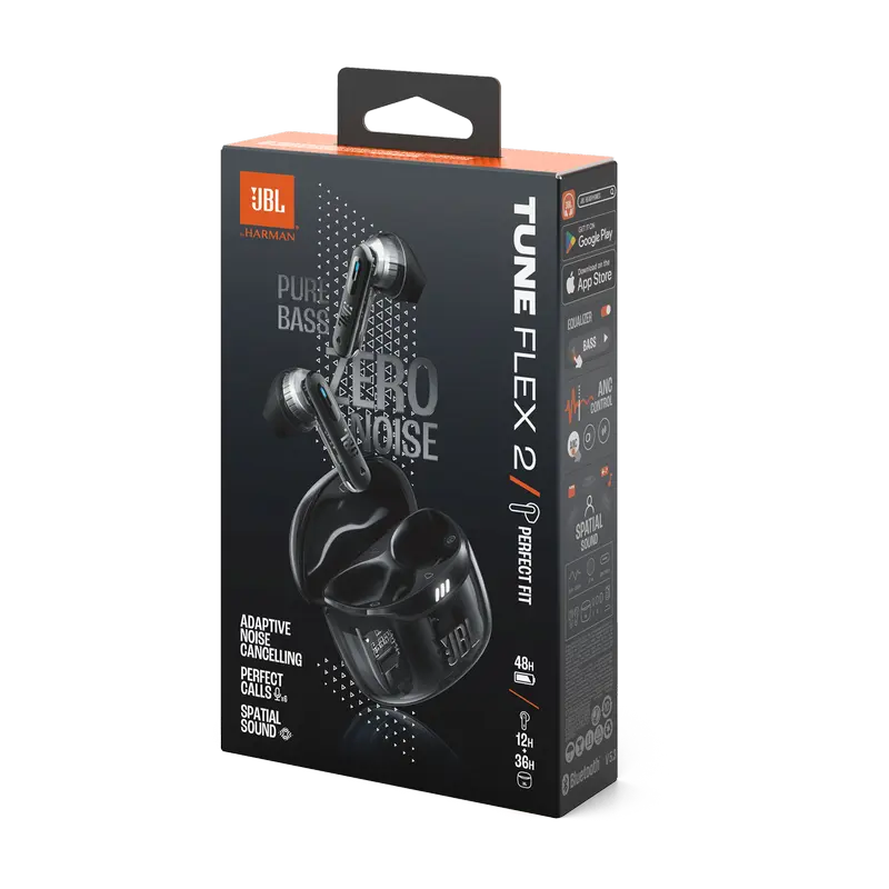 Наушники JBL Tune Flex 2 Ghost, Чёрный