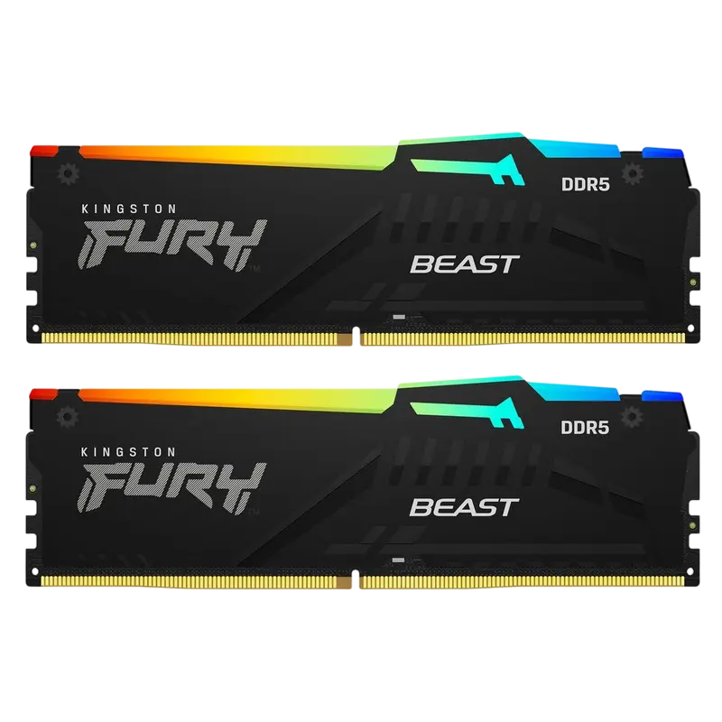 Оперативная память Kingston FURY Beast RGB, DDR5 SDRAM, 6400 МГц, 64Гб, KF564C32BBEAK2-64