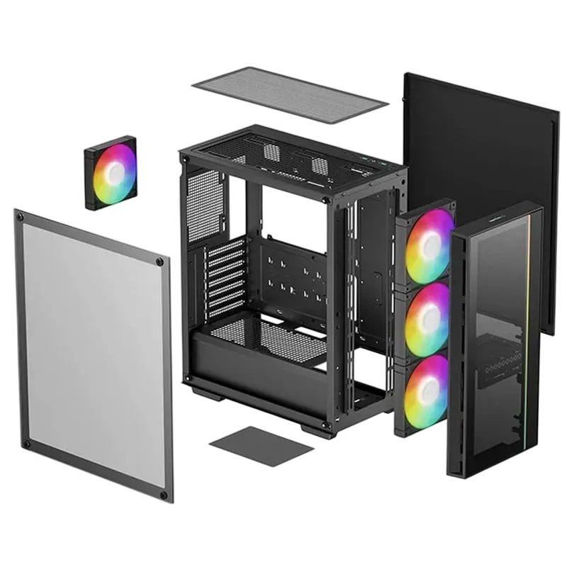 Carcasă PC Deepcool MATREXX 55 V4 , Midi-Tower, Fără PSU, Negru