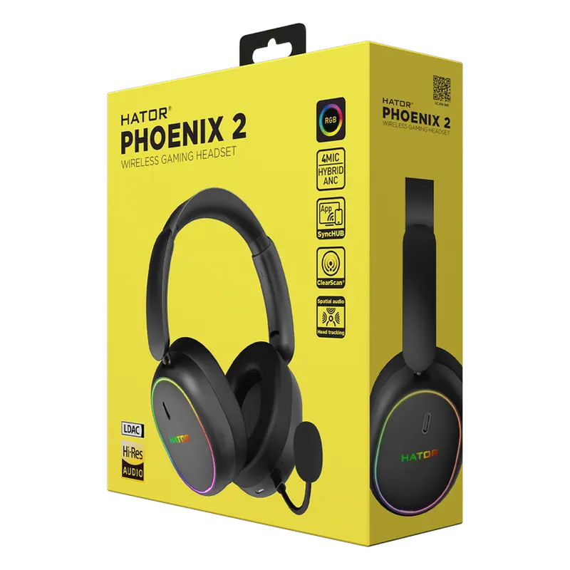 Stand pentru căști gaming HATOR Phoenix 2, Bluetooth/USB, Negru