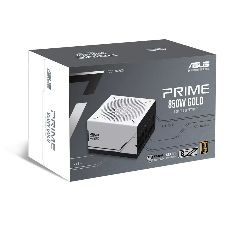 Sursă Alimentare PC ASUS PRIME-AP-850G-WHITE-GOLD, 850W, ATX, Complet modular
