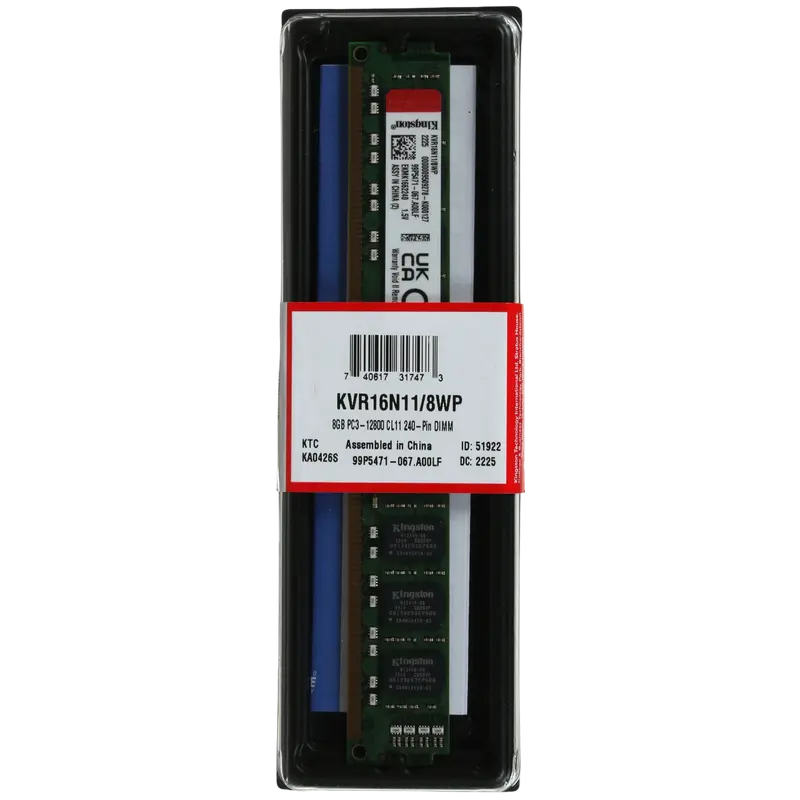Memorie RAM Kingston ValueRAM, DDR3 SDRAM, 1600 MHz, 8GB, KVR16N11/8WP